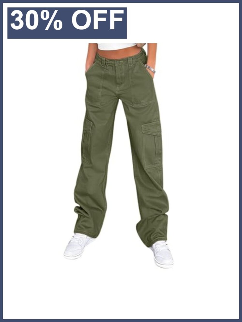 Women's High Waisted Cargo Pants Baggy Stretch Wide Leg Y2K Streetwear